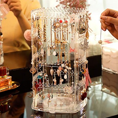 360 Rotating Earring Holder Stand Display 4 Tiers Jewelry Rack Display