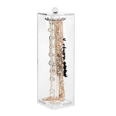 Acrylic Clear Jewelry Organizer Necklace Stand And Display Case With 12 Hooks